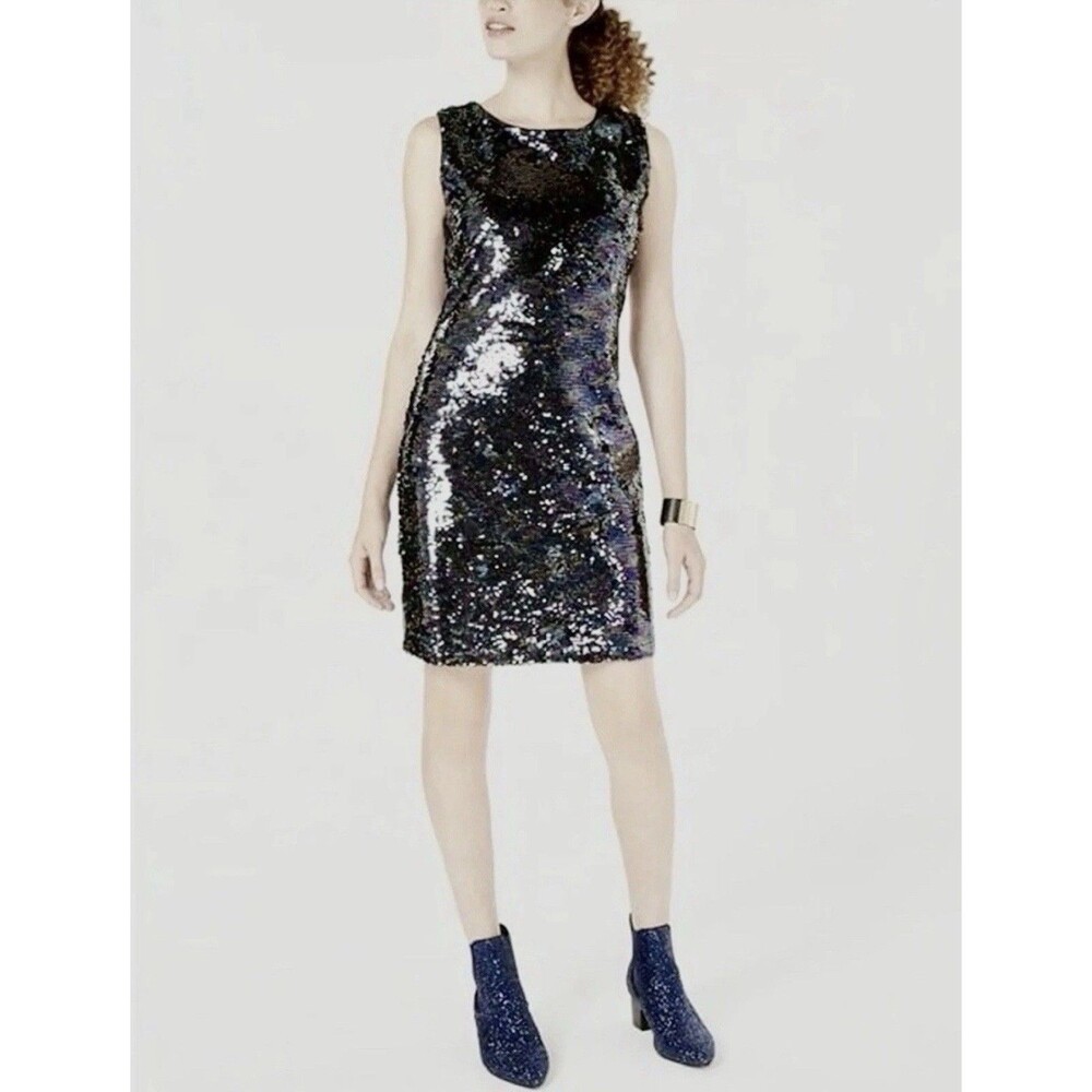 Crystal Doll Blue Green Sequin Prom Concert Party Mini Dress Juniors Size Large